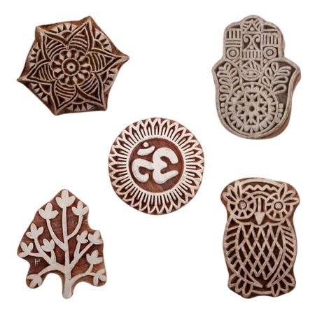 Set of 5 Piece New Mix Wooden Printing Blocks